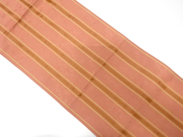 本場筑前博多縞に枝垂れ桜模様織出し名古屋帯